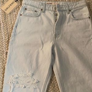 Grlfrnd Womens Karolina High Rise Straight Crop Jeans Blue Denim Size 28 Raw Hem